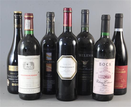 Seven mixed South African reds including Groot Constantia Reserve 1991 and Vergelegen, Mill Race, 2003